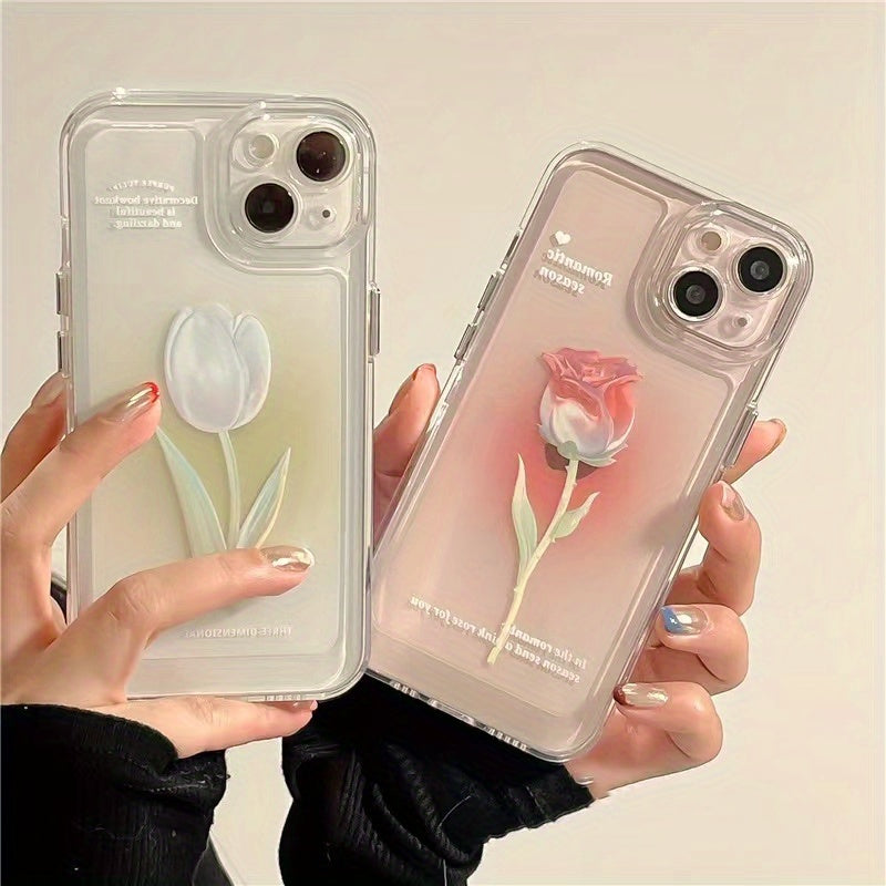 2pc Suitable For Apple Drop Resistant Rose Phone Case