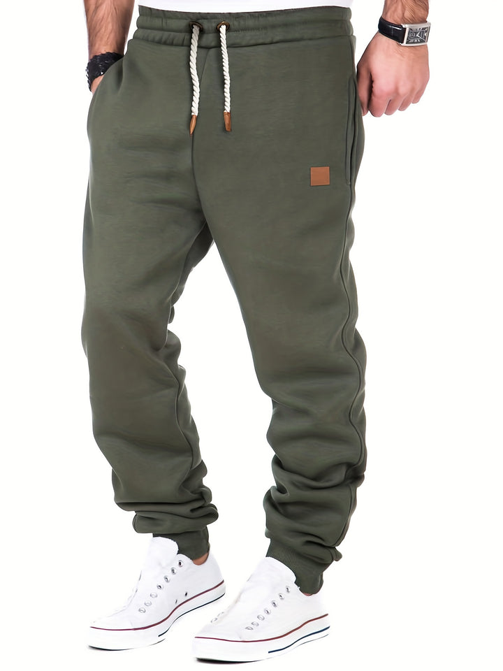 Men's Slim Fit Casual Trousers Drawstring Waist Sweatpants For Autumn And Winter