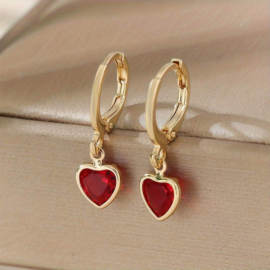 Y2K Heart Pendant Earrings – Colorful Zirconia