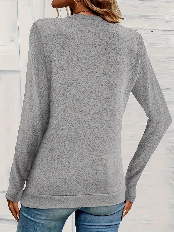 Long Sleeve Top – Button Detail Knit