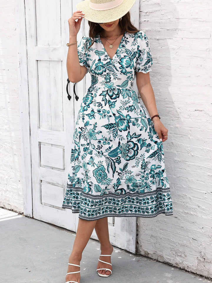 Elegant Floral Surplice Dress