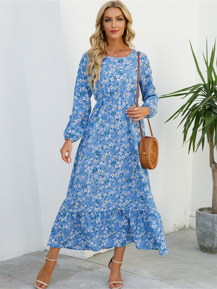 Boho Ruffle Floral Long Dress