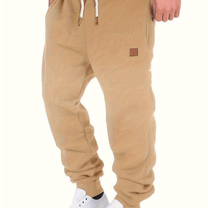 Men's Slim Fit Casual Trousers Drawstring Waist Sweatpants For Autumn And Winter