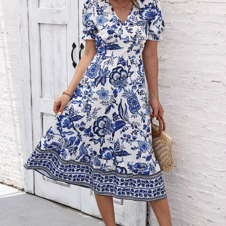 Elegant Floral Surplice Dress