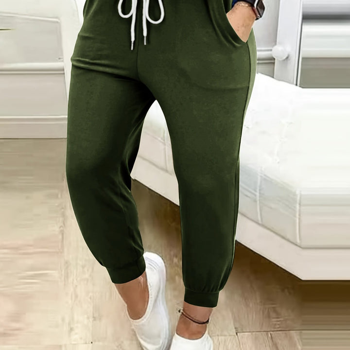 Solid Drawstring Waist Jogger Pants, Casual Sporty Slant Pocket Pants, Women's Clothing