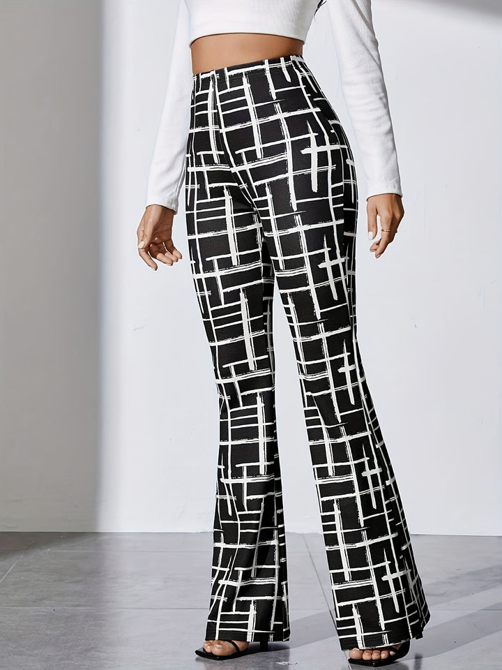 Women's Casual Chic Printed Pants - High Stretch, Machine Washable, All-Season Comfort Fit