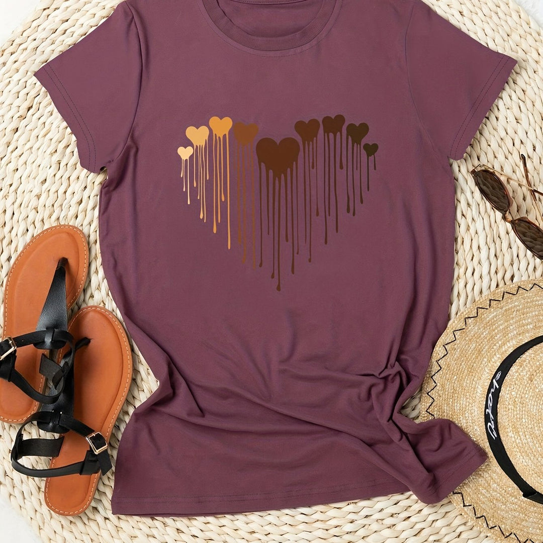 Plus Size Casual T-shirt, Women's Plus Love Heart Graphic T-shirts