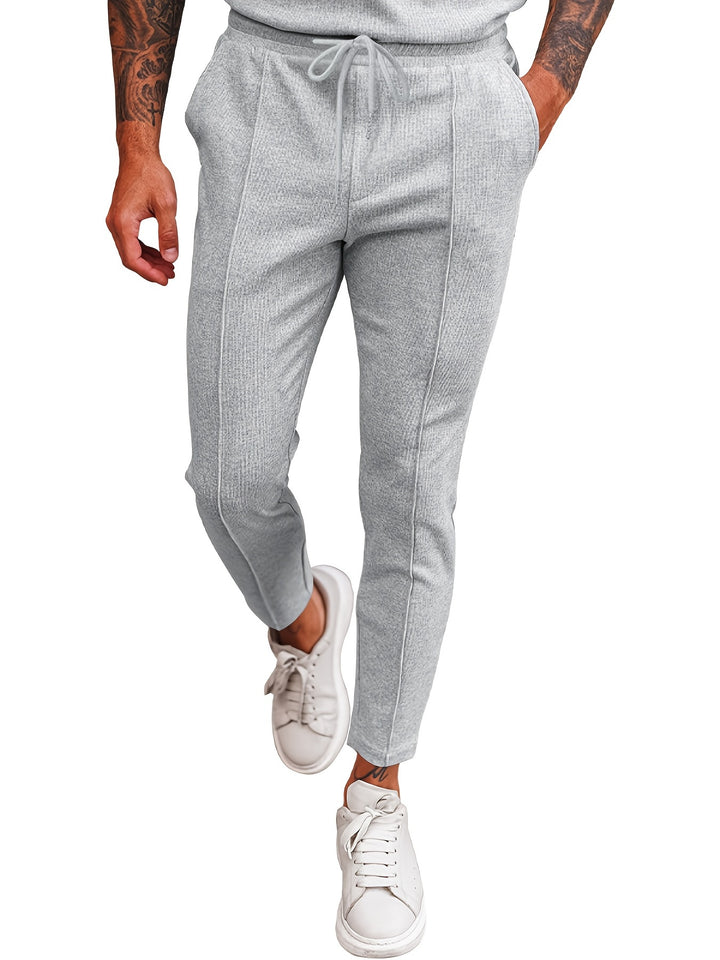 Mens Comfortable Waffle Joggers - Adjustable Drawstring, Slight Stretch - Perfect for Spring Autumn Running, Casual Sportswear