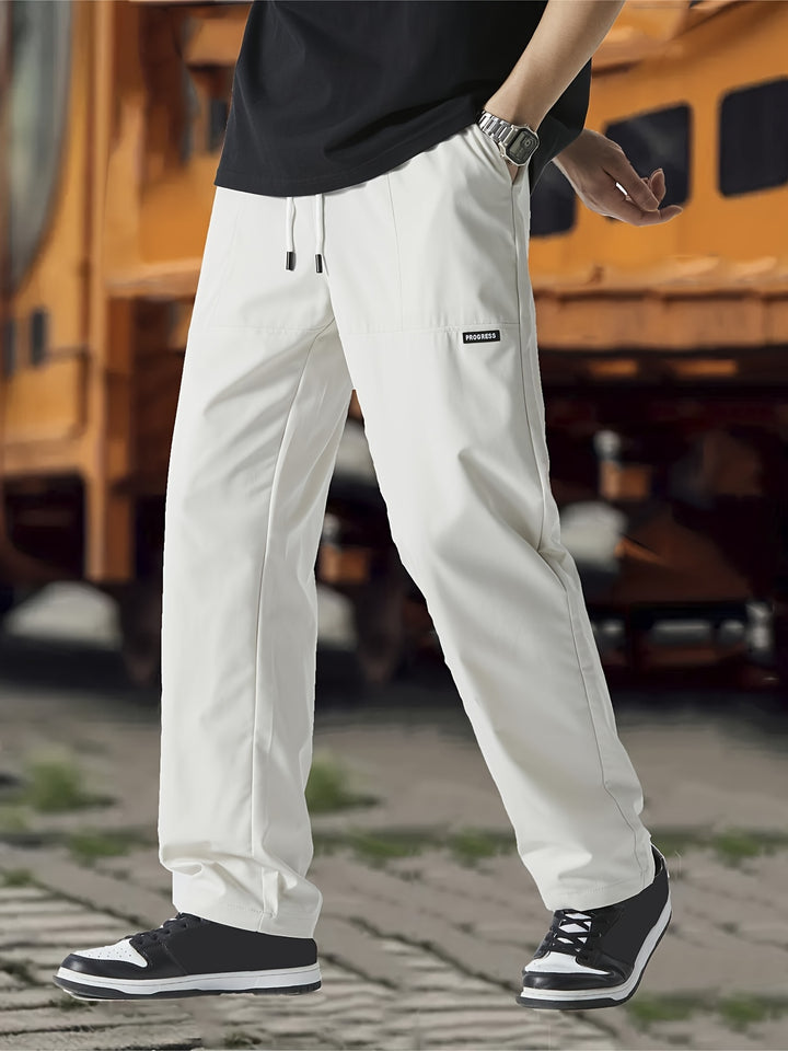 Mens Regular Fit Straight Leg Polyester Joggers - Soft, Breathable, and Comfortable Casual Sweatpants for Spring and Fall - Machine Washable and Easy Care