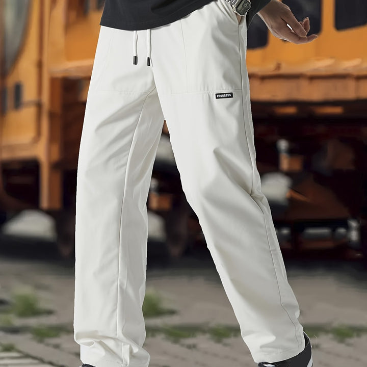 Mens Regular Fit Straight Leg Polyester Joggers - Soft, Breathable, and Comfortable Casual Sweatpants for Spring and Fall - Machine Washable and Easy Care