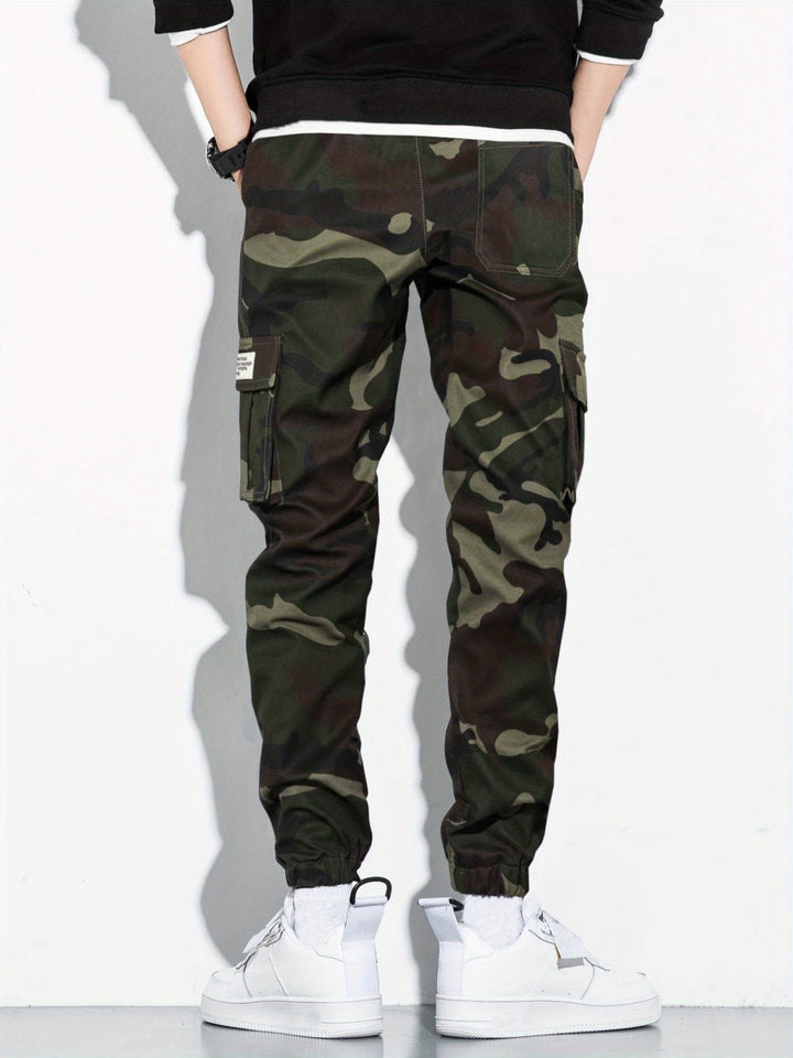 [Men's Cargo Pants with Flap Pockets] Men's Camo Print Flap Pocket Cargo Pants