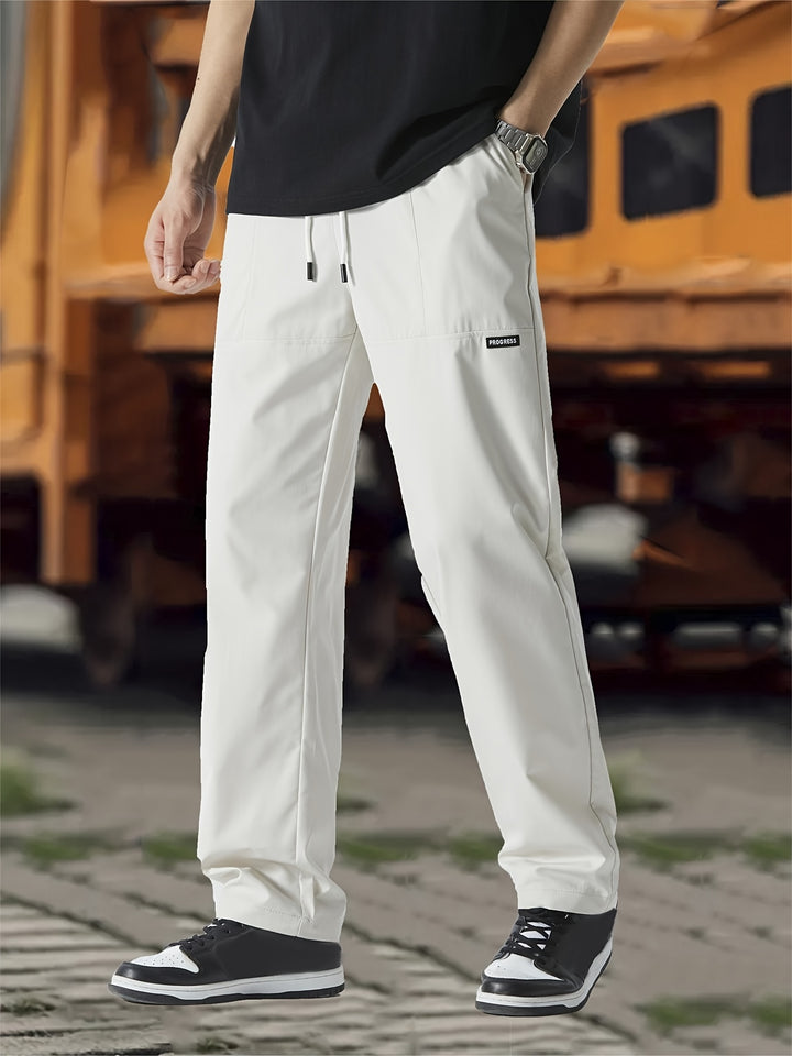 Mens Regular Fit Straight Leg Polyester Joggers - Soft, Breathable, and Comfortable Casual Sweatpants for Spring and Fall - Machine Washable and Easy Care