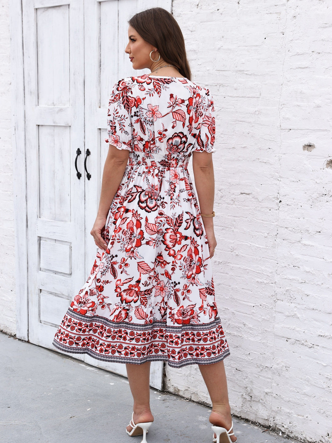 Elegant Floral Surplice Dress