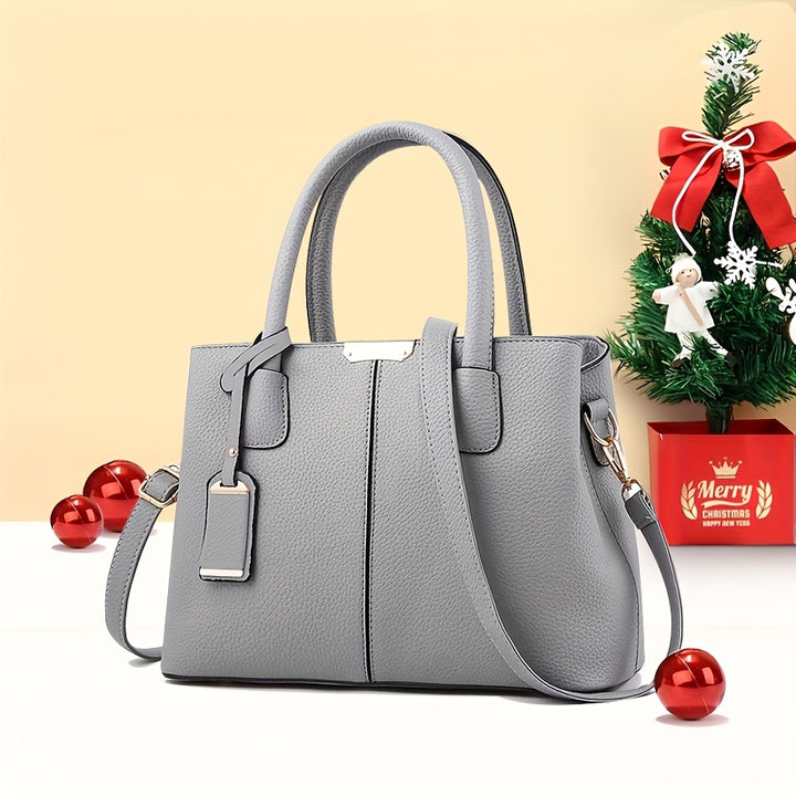 Gray PU Tote Bag with Adjustable Straps