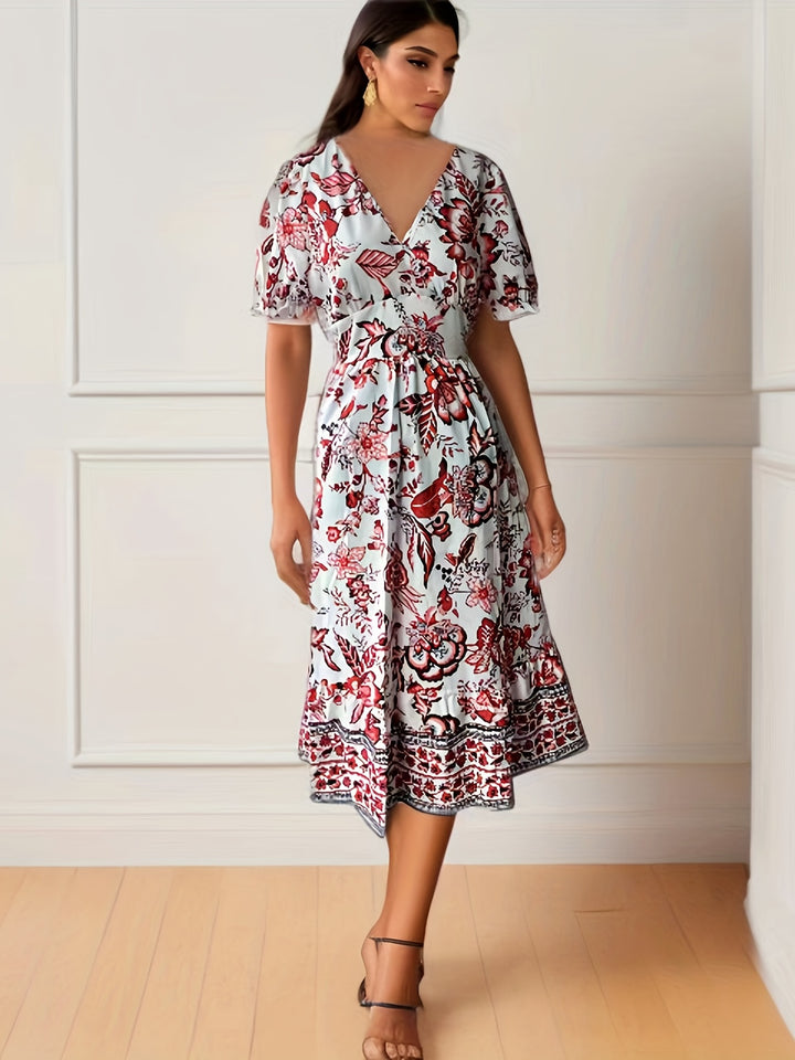 Elegant Floral Surplice Dress