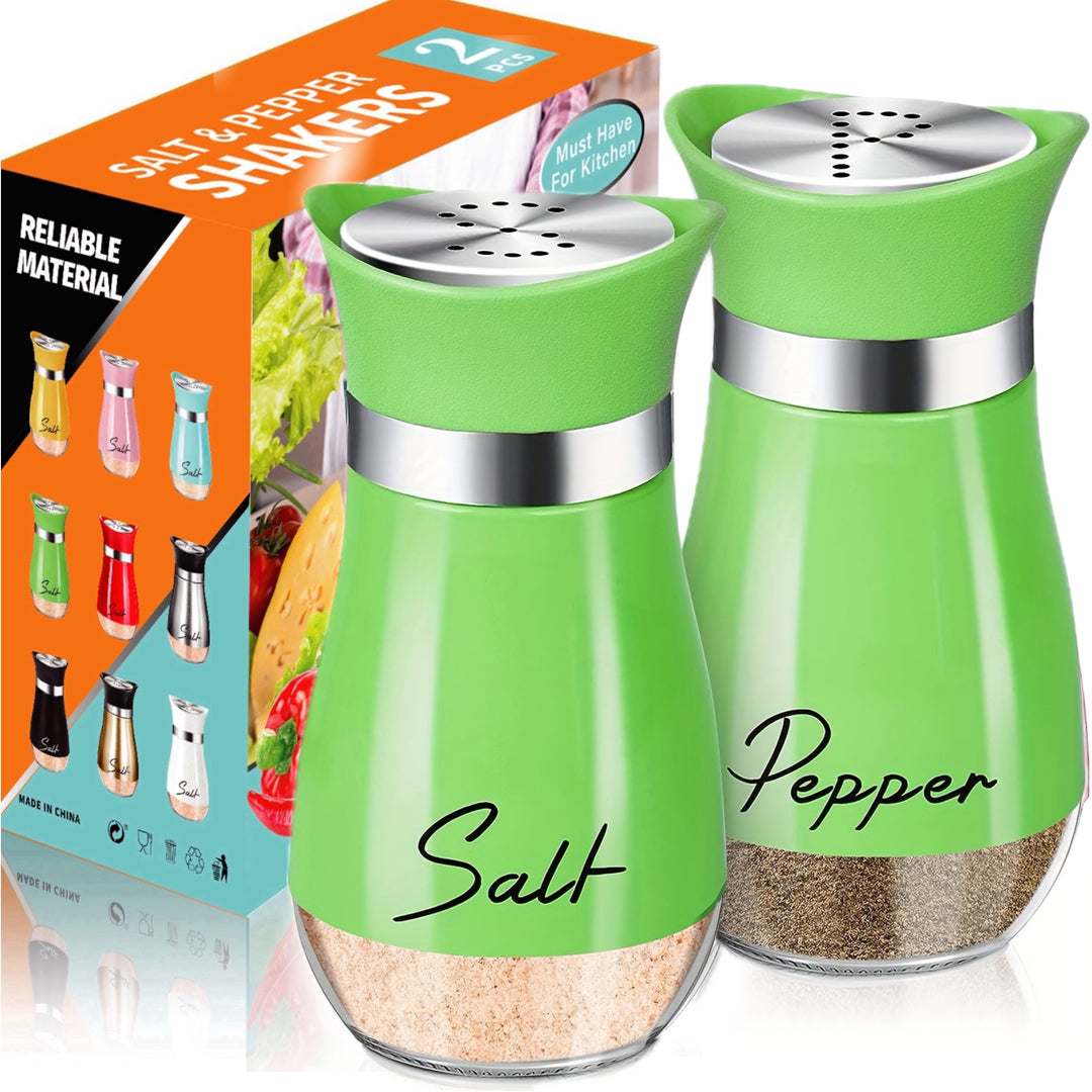 Pink Salt & Pepper Shaker Set – Glass Bottom with Stainless Steel Lid