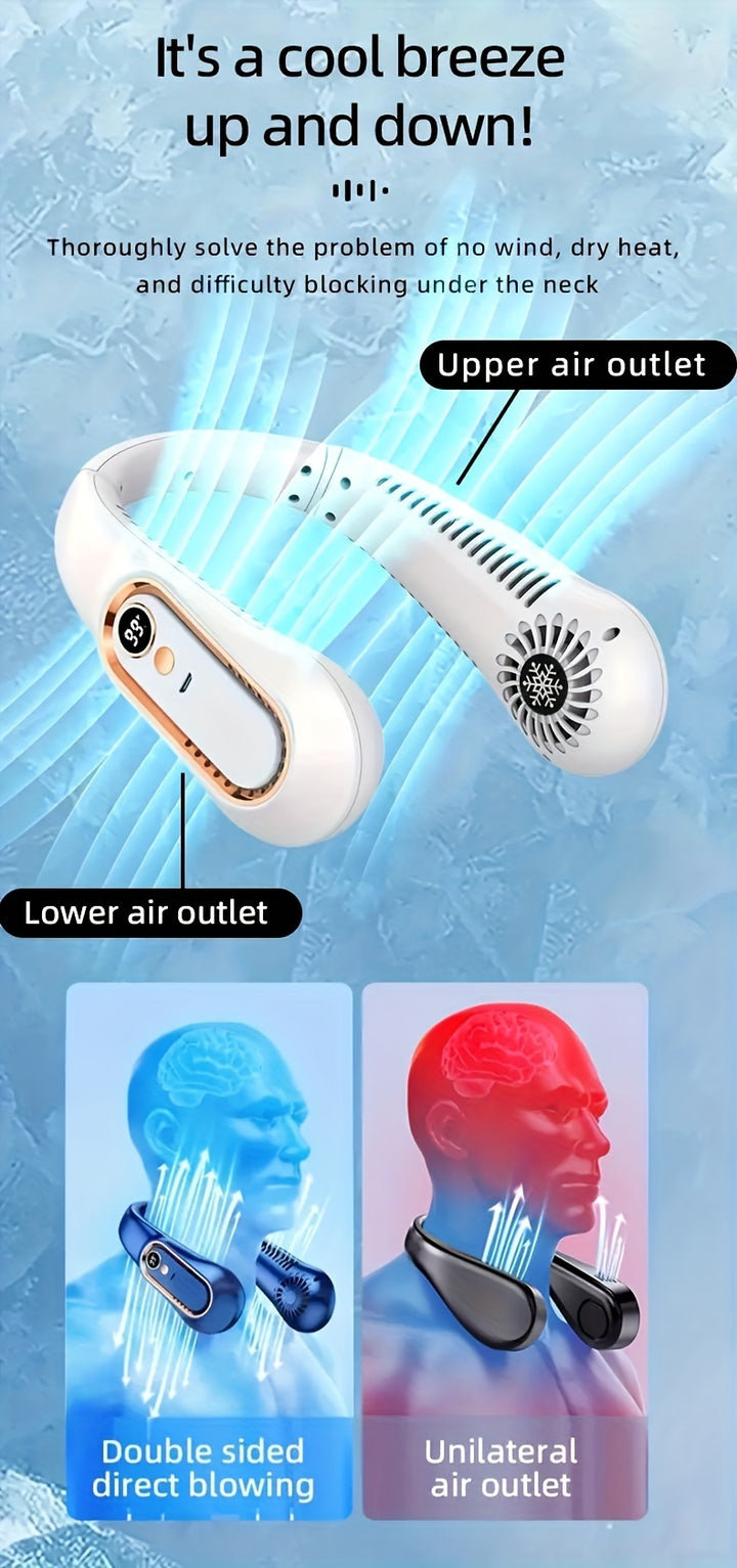 Portable Neck Fan – USB Rechargeable, Super Cooling