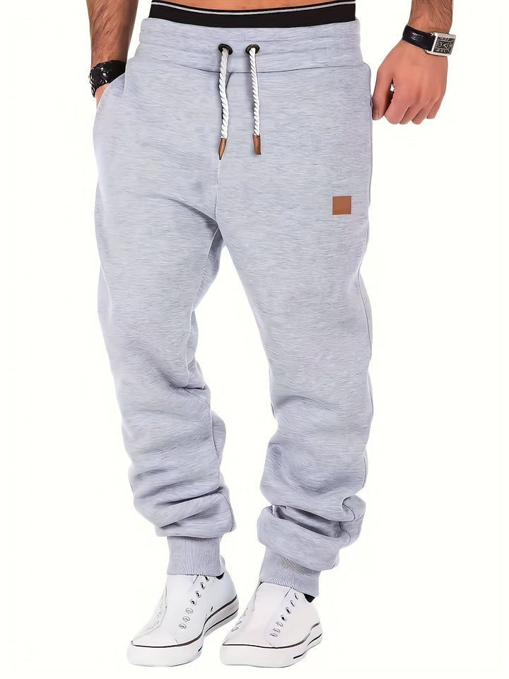 Men's Slim Fit Casual Trousers Drawstring Waist Sweatpants For Autumn And Winter