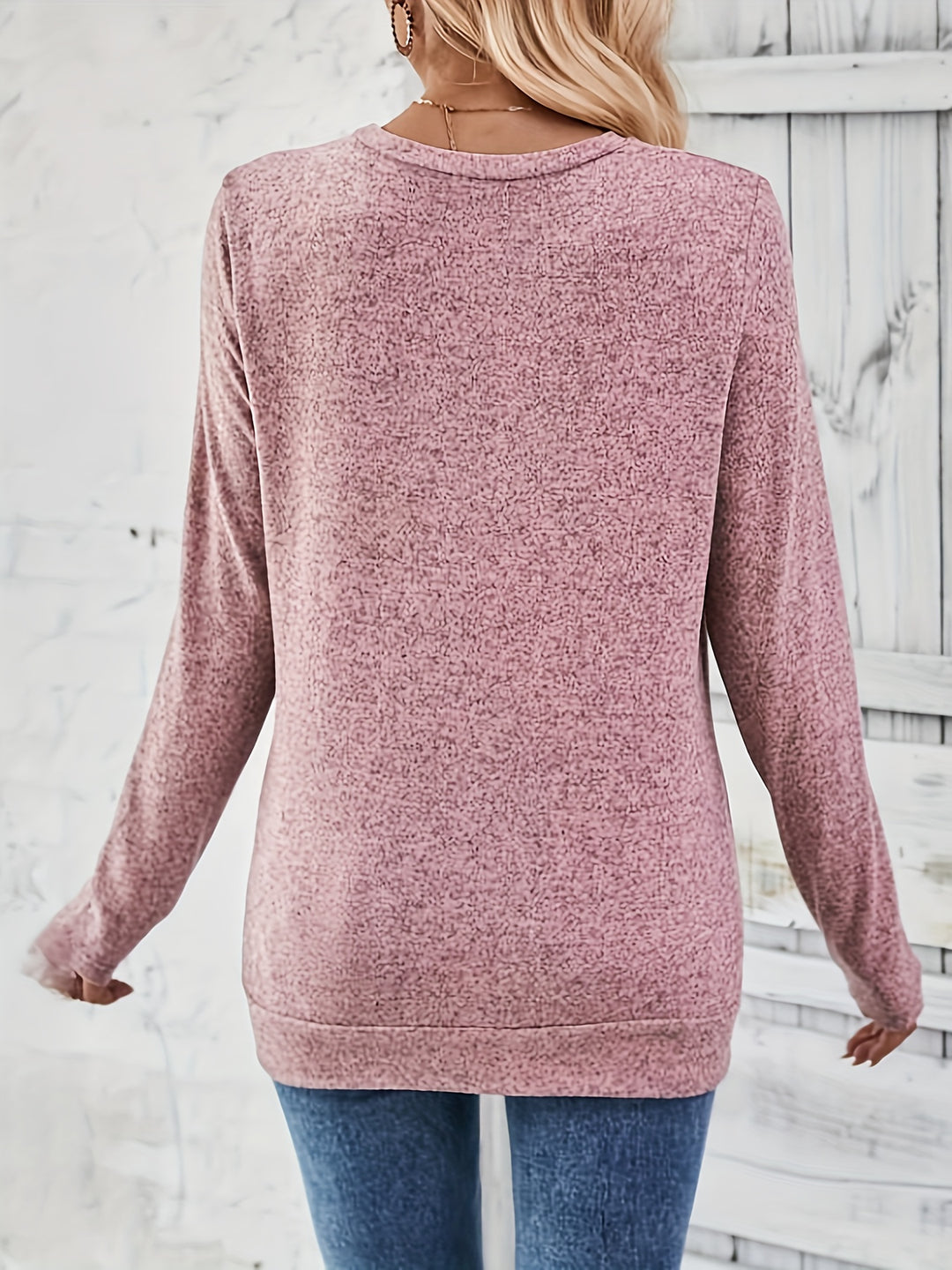 Long Sleeve Top – Button Detail Knit