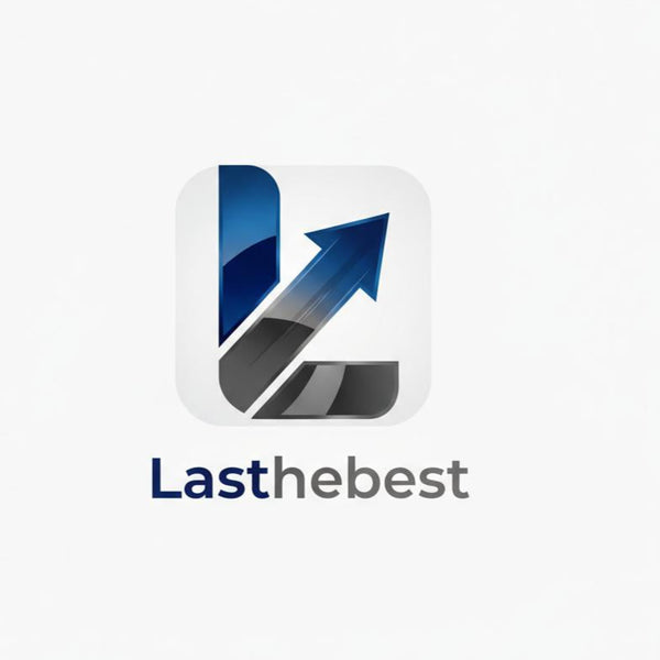 Logo icon for Lasthebest, an online retailer offering fashion, beauty, kids’ clothing, toys, home supplies, and electronics, featuring a modern blue and gray “L” with an upward arrow symbolizing growth and quality.